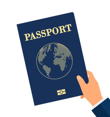 Dokunulmazlık pasaportu. Aşı sertifikası ya da düz vektör çizimi olan kişi. Sağlık, koronavirüs, pandemik, pankart için seyahat konsepti, web sitesi tasarımı veya iniş sayfası Eps 10