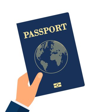 Dokunulmazlık pasaportu. Aşı sertifikası ya da düz vektör çizimi olan kişi. Sağlık, koronavirüs, pandemik, pankart için seyahat konsepti, web sitesi tasarımı veya iniş sayfası Eps 10