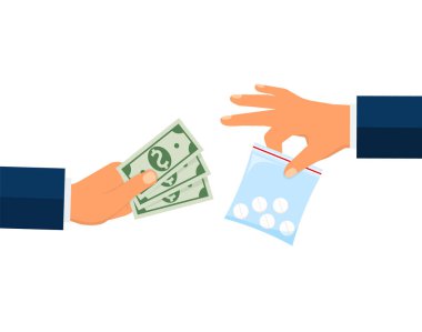 Fatura konsepti için ilaç almak. İlaç için el çabukluğu. Düz dizayn Eps 10