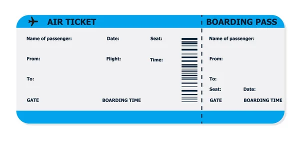 Modern Realistic Airline Ticket Design Flight Time Passenger Name Vector — Vector de stock