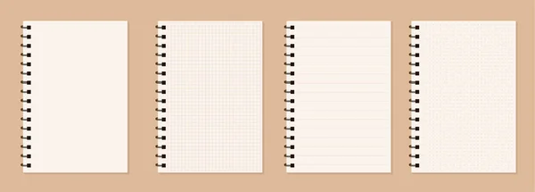 Set Blank Realistic Spiral Notebooks Mockup Eps — Vector de stock