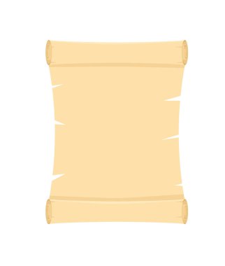 Papyrus scroll, parchment paper with old texture, vector banner isolated on white background.Vintage roll for map, oll, old, bible, medieval letter. Ancient papyrus scroll eps 10