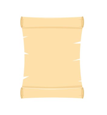 Papyrus scroll, parchment paper with old texture, vector banner isolated on white background.Vintage roll for map, oll, old, bible, medieval letter. Ancient papyrus scroll eps 10