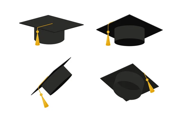 Graduation Cap Vector Isolated White Background Icon Graduation Cap Eps — Vetor de Stock