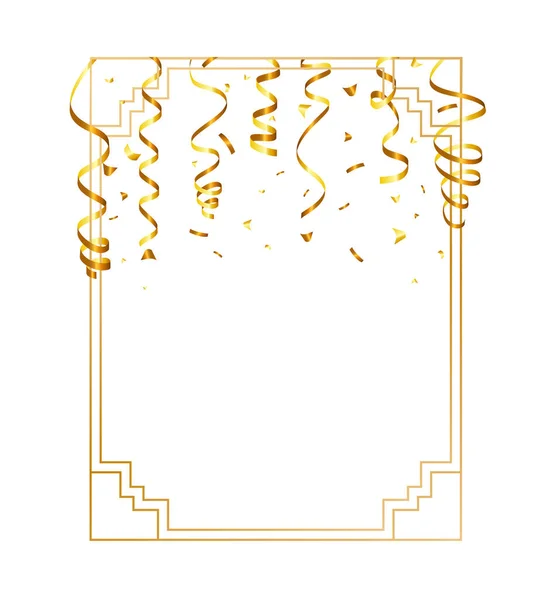 Golden Tiny Confetti Streamer Ribbon Falling Transparent Background Vector Eps — ストックベクタ
