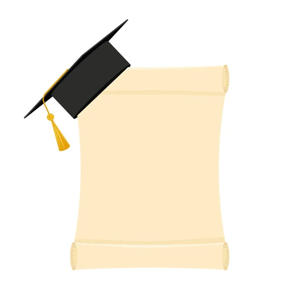 Vector Illustration Flat Style Academic Graduation Cap Isolated Background Eps — ストックベクタ