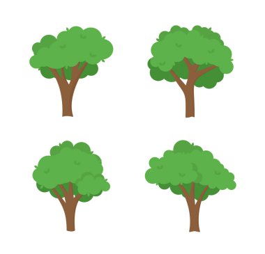 Flat tree icon illustration. Trees forest simple plant silhouette icon. Nature oak organic set design. Eps 10