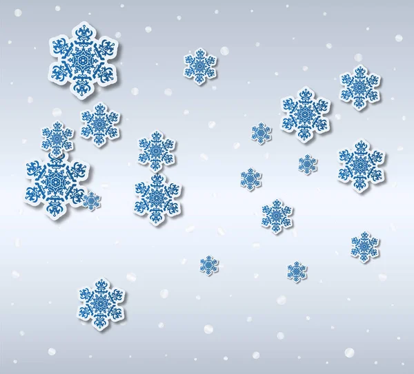 Рождественская Открытка Дизайном Типа Украшениями Снежном Синем Фоне Векторная Иллюстрация — стоковый вектор