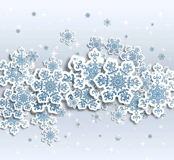 Christmas Greeting Card Type Design Decorations Snowy Blue Background Vector — Stok Vektör