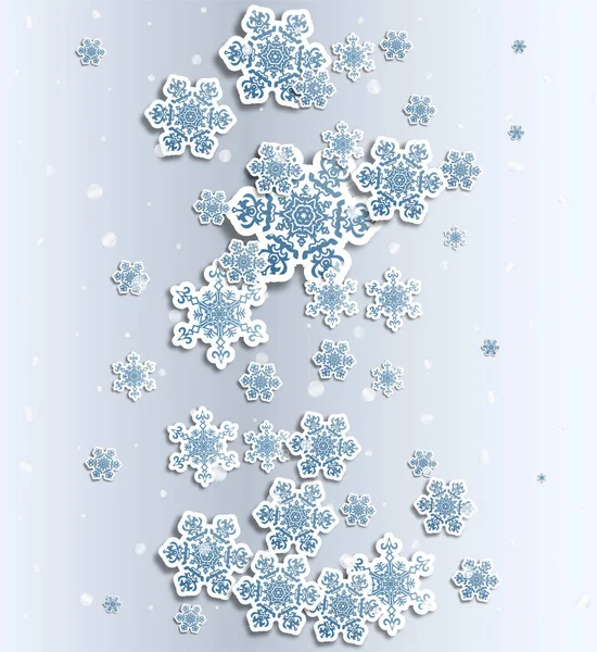 Christmas Greeting Card Type Design Decorations Snowy Blue Background Vector — Stok Vektör