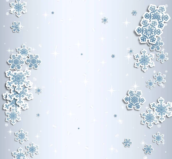 Christmas Greeting Card Type Design Decorations Snowy Blue Background Vector — Vetor de Stock