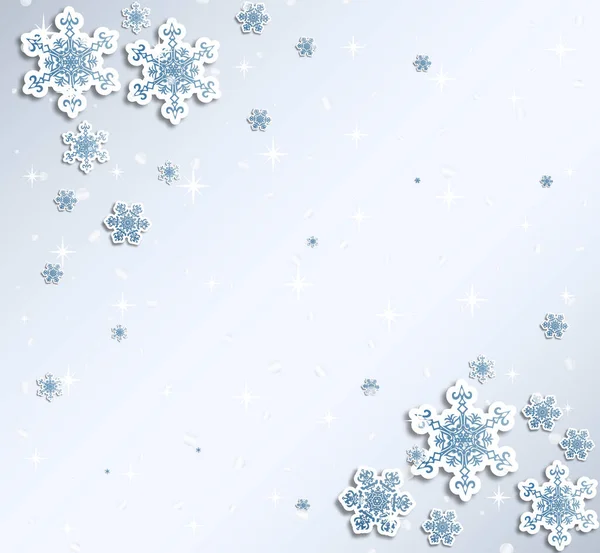 Christmas Greeting Card Type Design Decorations Snowy Blue Background Vector — Vector de stock