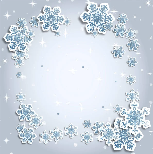 Christmas Greeting Card Type Design Decorations Snowy Blue Background Vector — Vettoriale Stock