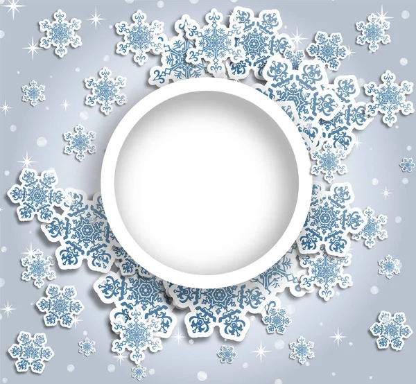 Christmas Greeting Card Type Design Decorations Snowy Blue Background Vector — Stockvektor