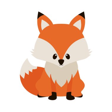 Standing fox isolated on a white background. Body side view, head in full face. Stock vector illustration. Forest animal.eps 10