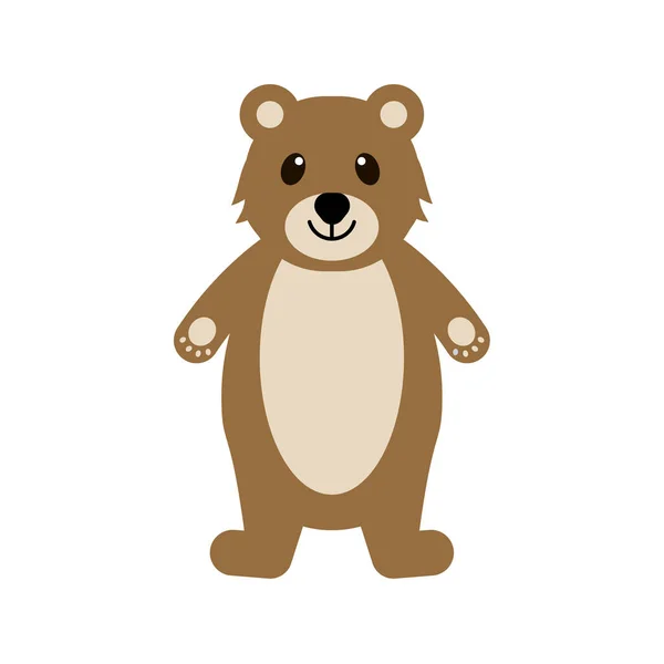 Cartoon Vector Brown Grizzly Bear Isolated White Background Eps — Vettoriale Stock