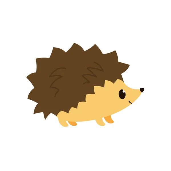 Cute Little Hedgehog Icon Vector Adorable Hedgehog Cartoon Character Brown — Image vectorielle