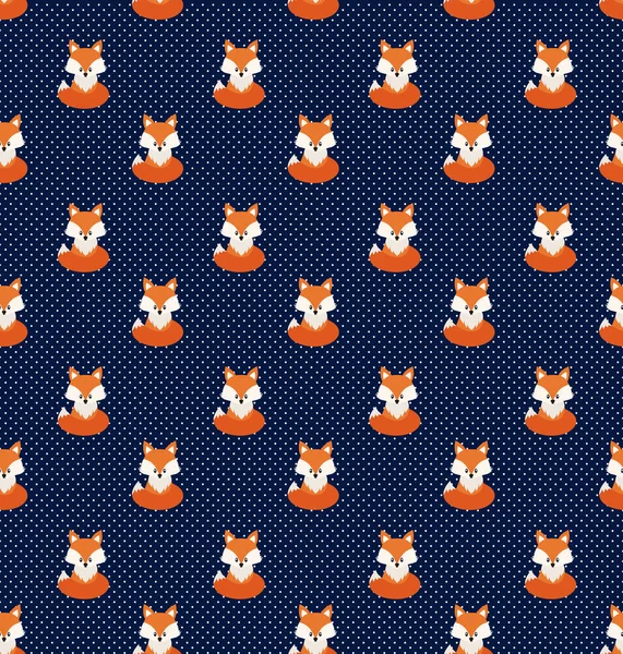 Vector Cute Cartoon Fox Seamless Pattern Orange Fox Head Background — Διανυσματικό Αρχείο