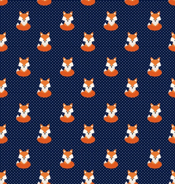 Vector Cute Cartoon Fox Seamless Pattern Orange Fox Head Background — Stockvector