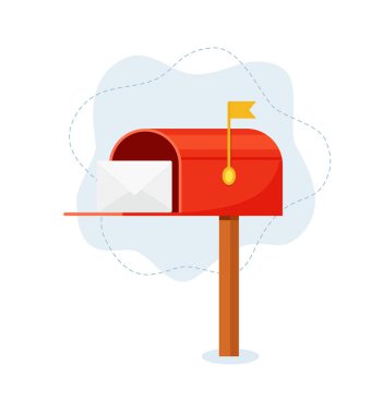 Mailbox vector illustration isolated on white, flat post office box, red mail box cartoon icon eps 10