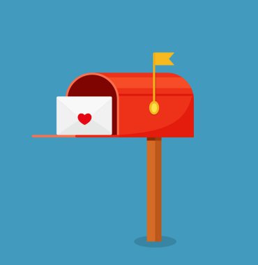 Love letter vector. Mailbox vector. mailbox on white background. Love letter in mailbox. eps 10