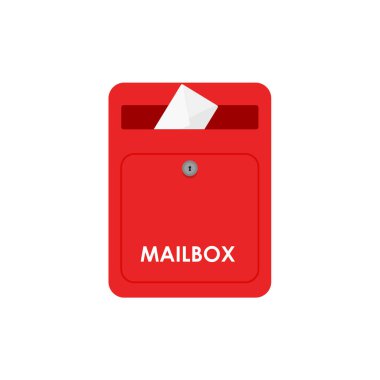 Mailbox vector illustration isolated on white, flat post office box, red mail box cartoon icon eps 10