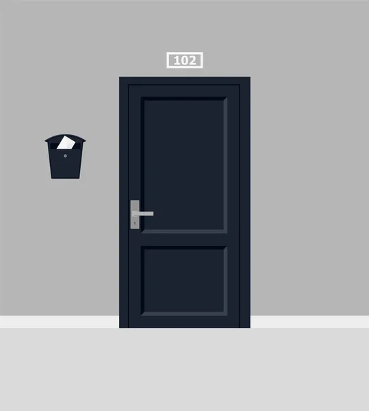 Part Building Two Closed Doors Mailboxes Letter Entrance Apartments House — Vector de stock