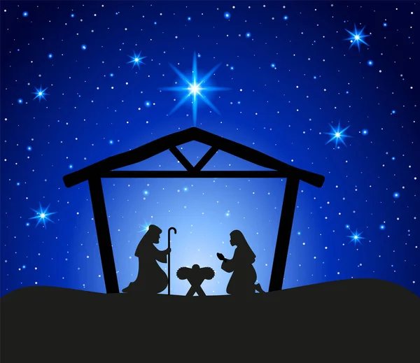 Belén Navidad Con Bebé Jesús María José Pesebre Tradicional Historia — Vector de stock