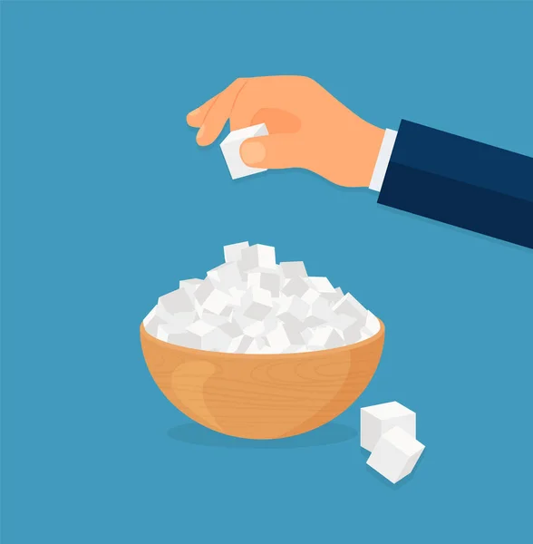 Εξευγενισμένη Ζάχαρη Ένα Μπολ Χέρι Παίρνει Κύβο Ζάχαρης Ψήσιμο Και — Διανυσματικό Αρχείο