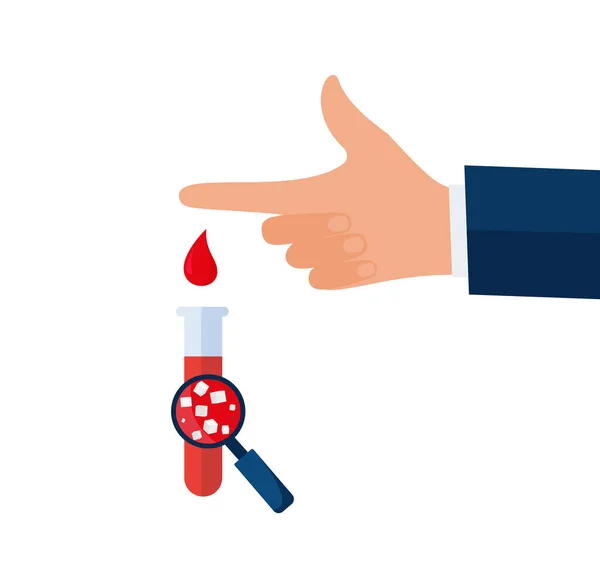 Koncepcja Hematologii Czerwonymi Krwinkami Probówce Szkle Powiększającym Ilustracja Wektorowa Stylu — Wektor stockowy