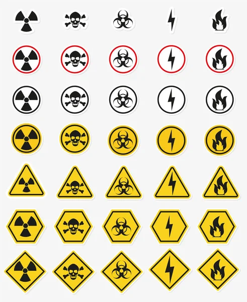 Желтый Знак Опасного Круга Радиационный Знак Токсичный Знак Иконка Вектора — стоковый вектор
