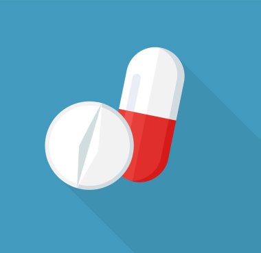 Vektör hapları ve kapsüller izometrik ikon seti. Ağrı kesici, antibiyotik, vitamin ve aspirin. İlaç ikonu. Düz stil Eps 10 vektör illüstrasyonu