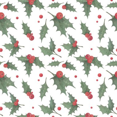 Kış suluboya desenli ve çoban üzümlü