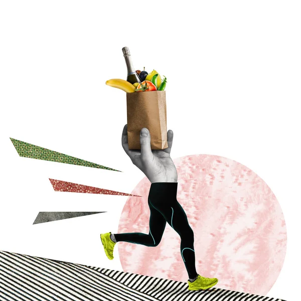 Express Levering Van Voedsel Kunst Collage — Stockfoto