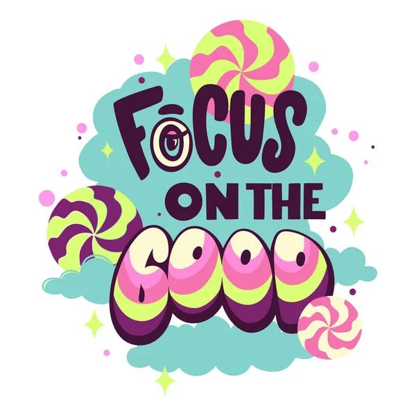 Focus Good Lettering Phrase — Stock Vector