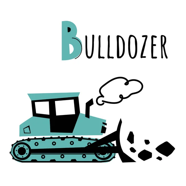 Letter Bulldozer Children Abc Poster Transport Bulldozer Kids Learning English — стоковий вектор