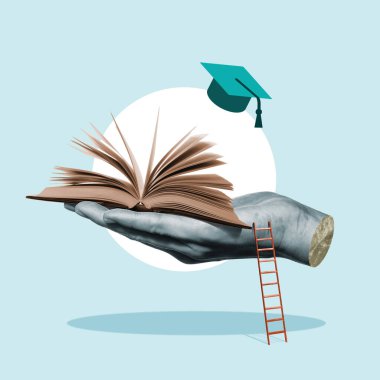 Open book on the palm. Education concept.