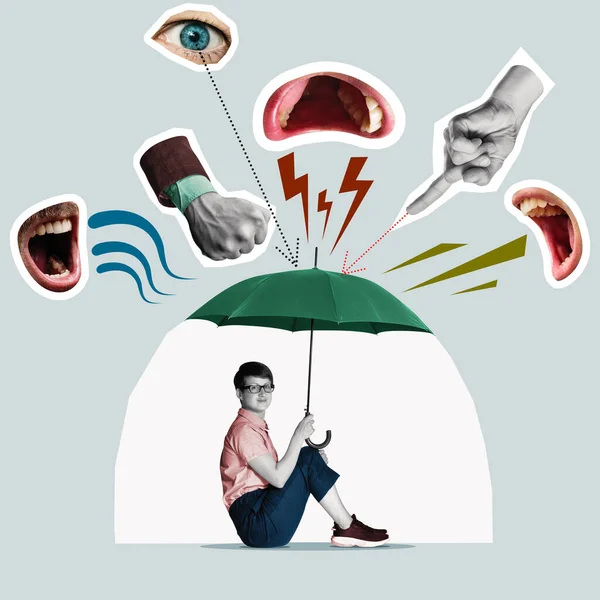 Psychological Protection Bullying Harassment Art Collage — Φωτογραφία Αρχείου