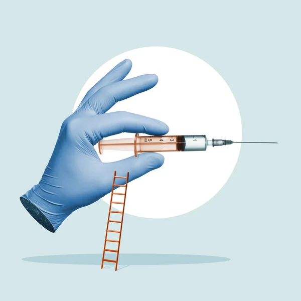Hand Syringe Art Collage — 스톡 사진