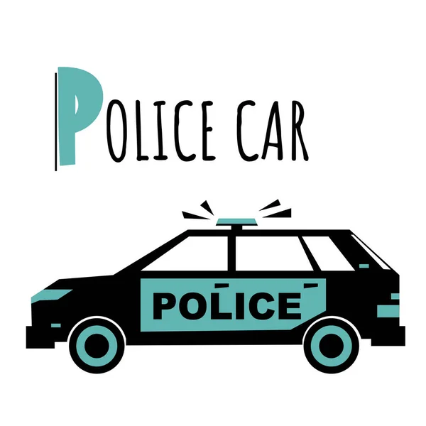 Letter Police Car Children Abc Poster Transport Police Car Kids — Stockvektor