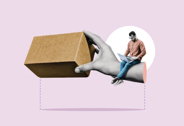 Online Shopping Express Delivery Art Collage — Φωτογραφία Αρχείου