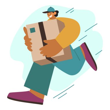 Courier, delivery man. Online delivery service concept, delivery home and office.