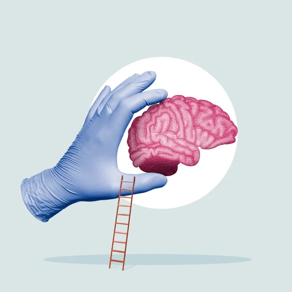 Your Brain Safe Hands Art Collage — Stock fotografie
