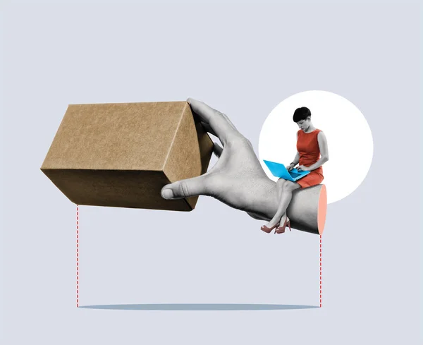 Online Shopping Express Delivery Art Collage — Stok fotoğraf