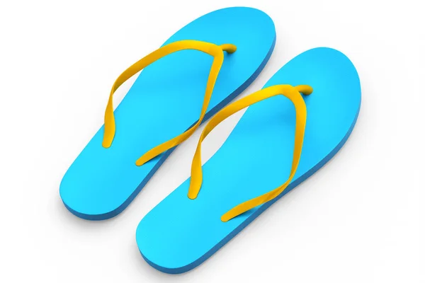 Strandblauwe Teenslippers Sandalen Geïsoleerd Witte Achtergrond Renderen Concept Van Zomer — Stockfoto