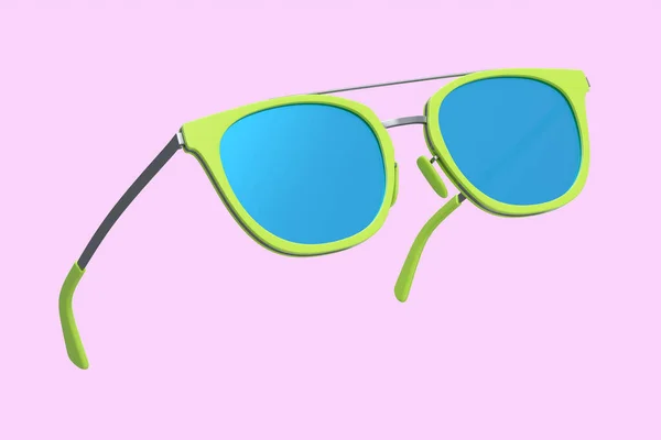 Sunglasess Realista Com Lente Gradiente Moldura Plástico Verde Para Verão — Fotografia de Stock