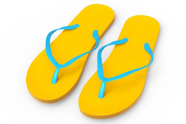 Strandoranje Teenslippers Sandalen Geïsoleerd Witte Achtergrond Renderen Concept Van Zomer — Stockfoto