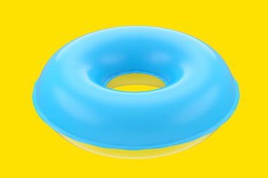 Yüzme havuzundaki çocuklar için şişirilebilir halka beyaz arka planda izole edilmiş yerçekimi modeli yok. Aquapark için 3D yüzme güvenlik halkası