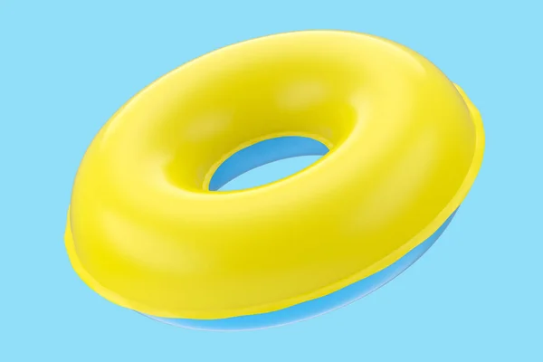 Inflatable ring for kids in swimming pool no gravity mockup isolated on white background. 3d rendered swim safety ring for aquapark