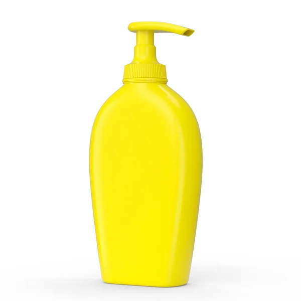 Botella Protector Solar Amarillo Tubo Protector Solar Aislado Sobre Fondo —  Fotos de Stock